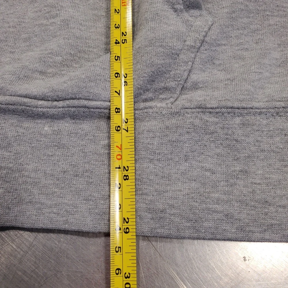 The North Face Mens Heather Grey Distressed Logo Pullover Hoodie Sweatshirt XL